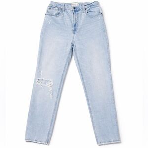 Abercrombie & Fitch Ultra High Rise Ankle Straight Jeans Light Wash Distressed